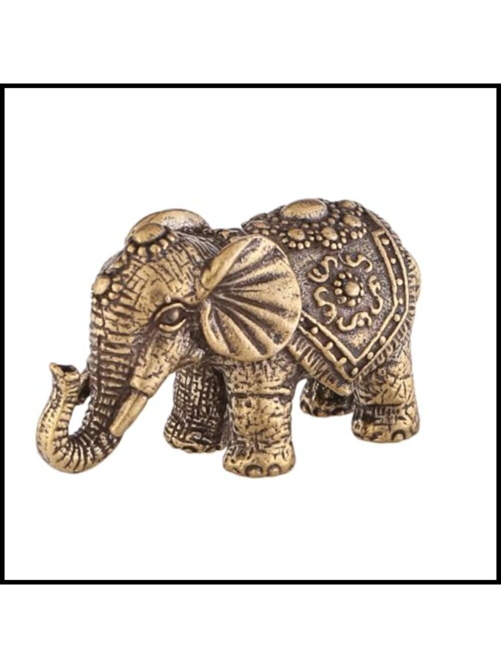 Mini Brass Elephant Figurine Statue 2.2" Home Decor Accent